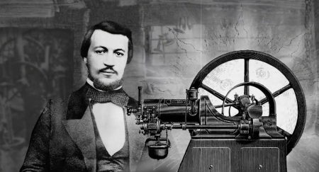 Nicolaus August Otto vor seinem Motor (KI-generiert) Otto_150_01
